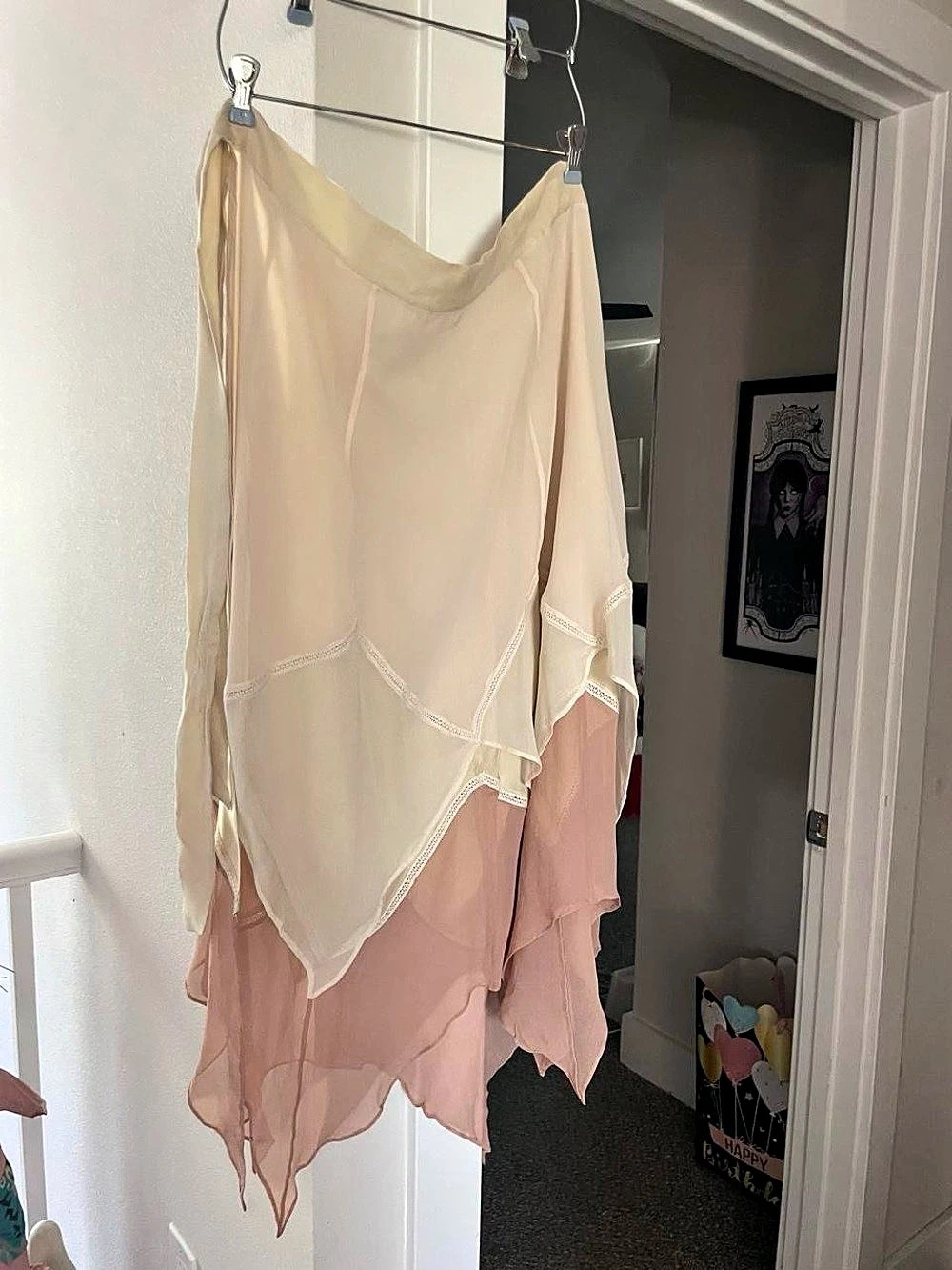 Third Millennium Layered Sheer Tunic in Cream & Pink Size 12